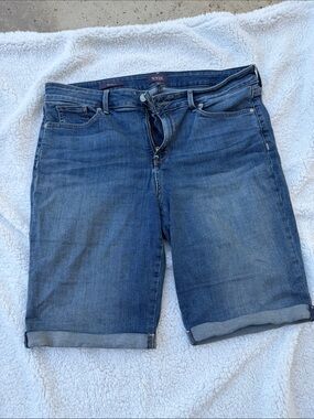 NYDJ Medium Blue Rolled Cuff Denim Bermuda Shorts